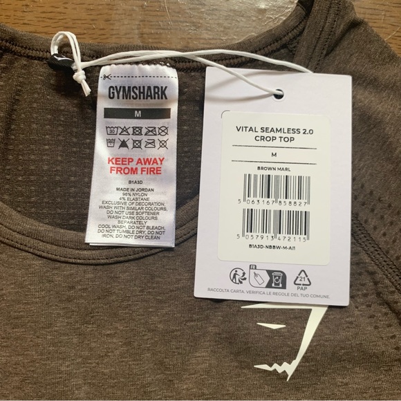Gymshark Womens Vital Seamless 2.0 Long Sleeve Crop Top | S,M | Brown Marl NEW!! - Picture 8 of 12